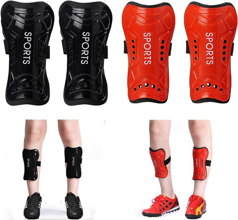 Photo 1 of Youth Soccer Shin Guards for Kids Shin Pads and Shin Guard Sleeves Child Calf Protective Gear Protective Soccer Equipment for Boys Girls Toddler Teenagers 3-15 Years Old 