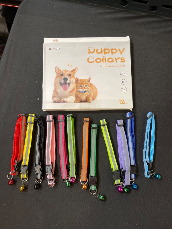 Photo 2 of 12 Colors Puppy Collars for Litter?Hommay Whelping Puppy Collars for Small Puppies?Puppy Id Collars Adjustable Newborn Collars for Puppy or Kitten Collars
