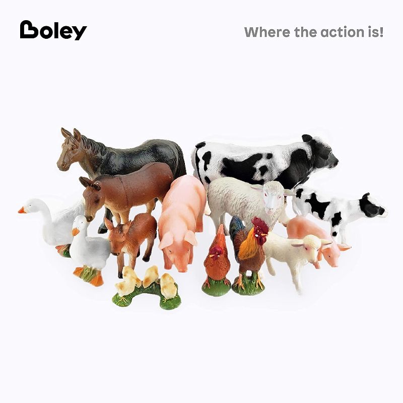 Photo 1 of Boley Farm Animal Figurines - 15 Piece Playset of Small Realistic Plastic Assorted Farm Animals for Toddlers and Kids
