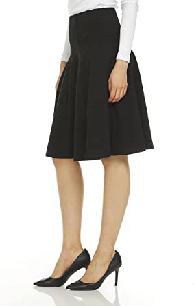 Photo 1 of BGDK Women’s Cotton Panel Knee Length Skirt- Elastic Waist Office Pleated Skirt
size large