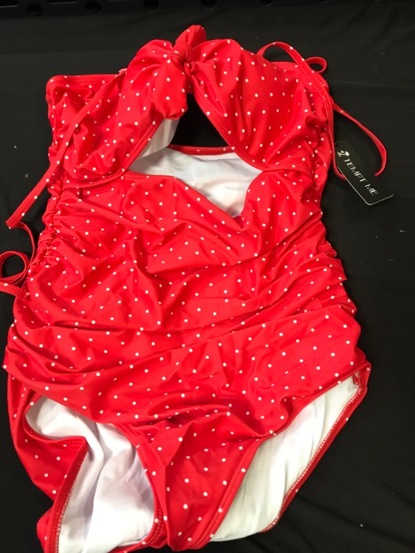 Photo 1 of 1 PC WOMENS BATHING SUIT SIZE M RED POLKA DOT