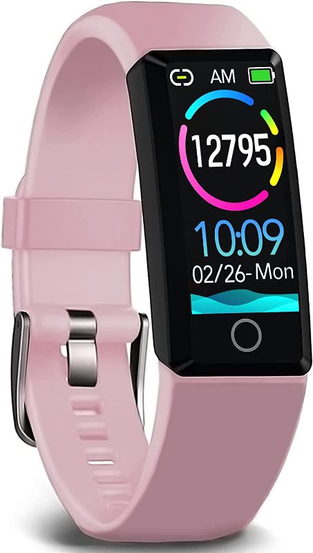 Photo 1 of MorePro Fitness Tracker,24/7 Heart Rate Blood Pressure Monitor Smart Watch with Step Calorie Counter, Pedometer Watch Activity Tracker with IP68 Waterproof Sleep Tracking for Men Women Pink
