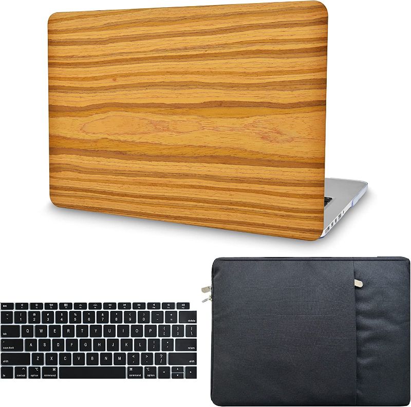 Photo 1 of KECC Compatible with MacBook Air 13 inch Case 2022 2021 2020 Release A2337 M1 A2179 Retina Display + Touch ID Italian Leather Hard Shell + Keyboard Cover + Sleeve (Wood Leather 28)
