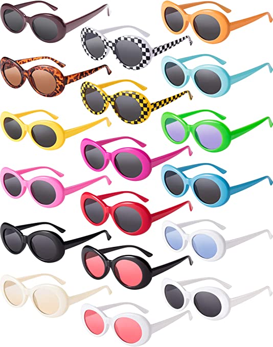 Photo 1 of Blulu 18 Pairs Retro Clout Oval Sunglasses Goggles for Women Men Clout Glasses Pack Goggles Colorful Thick Frame Punk Round Lens Sunglasses Assorted Color Glasses for Women Men Girls Boys Teenagers
