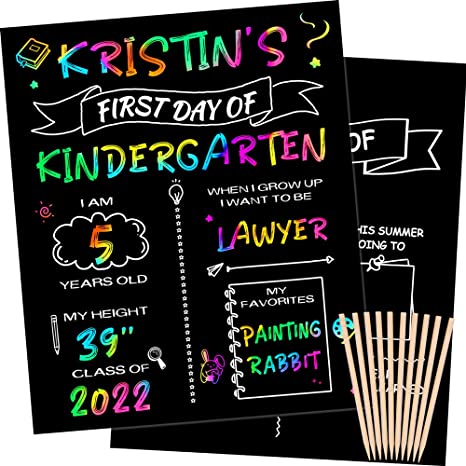 Photo 1 of 10 Pack First & Last Day of School Boards Scratch Art Craft Kits- 10x12" Magic Rainbow Scratch Paper Off Set for Kids, Double Sided Back to School Chalkboard Signs for Preschool/Kindergarten