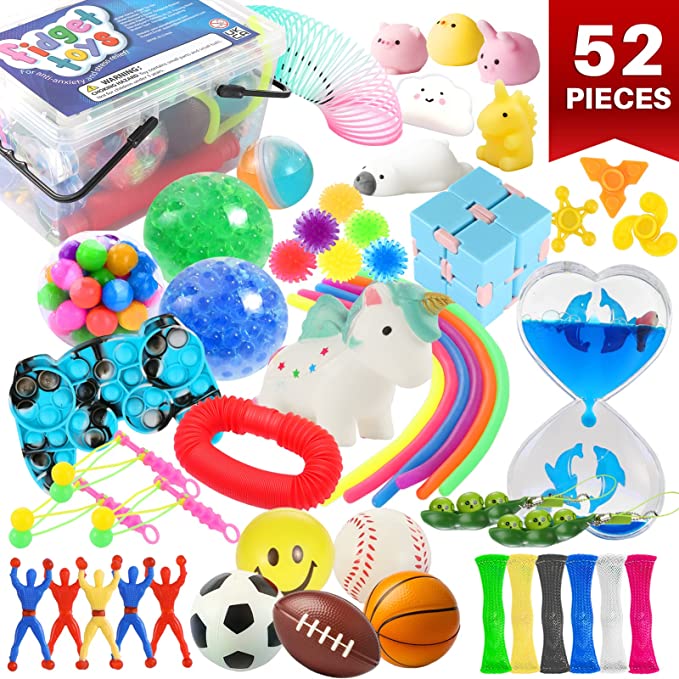 Photo 1 of 52 Pcs Fidget Toy Pack, Sensory Toys Set for Treasure, Carnival, and Classroom Prizes, Party Favors, and Stocking Stuffers, Boys and Girls Stress and Anxiety Relief Calming Gadgets for Autism