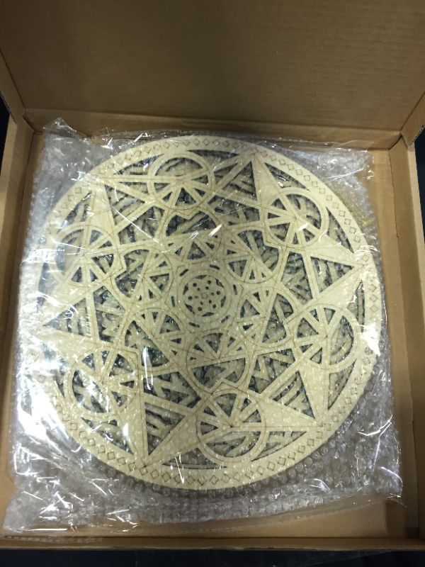 Photo 2 of 4 Piece 12" Sacred Geometry Wood Wall Art Set, Metatron's Cube, Flower of Life, Sri Yantra, 64 Star Tetrahedron Pagan Decor, Crystal Grid Board, Zen Home Wall Decor for hang in the room (classic style)
