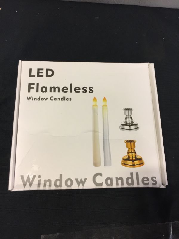 Photo 3 of Amagic 9 Pieces Christmas Window Candles, Flameless Taper Candles with Gold Bases, Battery Operated Flickering LED Candles, Warm White, Remote Control Halloween Decorations
