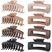 Photo 1 of 8 Pack 4.3 Inch Large Clips for Women, Thin and Thick Hair, Large Matte Banana Clips, 90s Strong Hold Jaw Clip, Neutral Colors DAMAGED BOX
