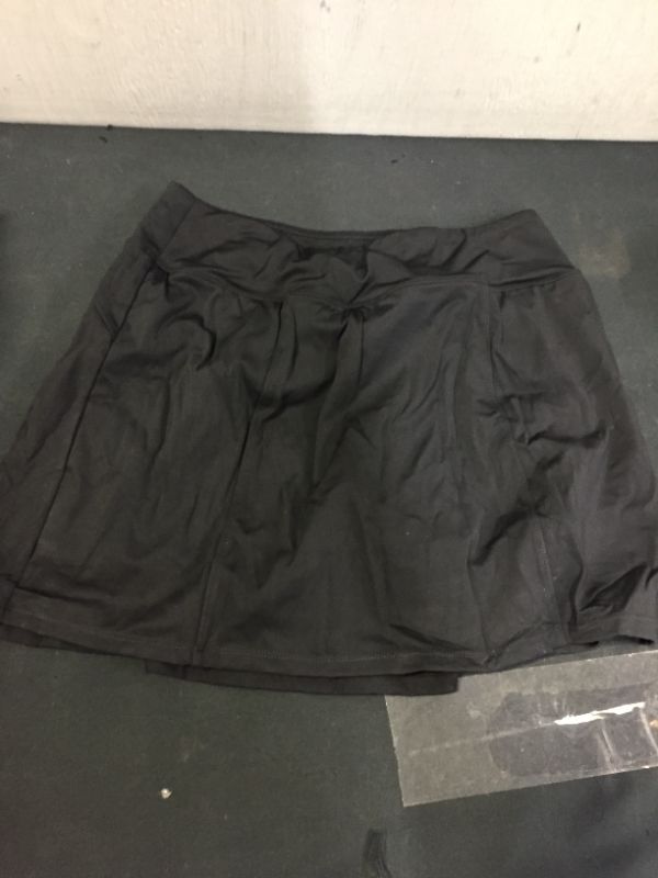 Photo 2 of 14.8" Black Sport Golf Skirts with Short Pockets for Women High Waist Training Skirt Ruffle Sport Skirt Black Size M
