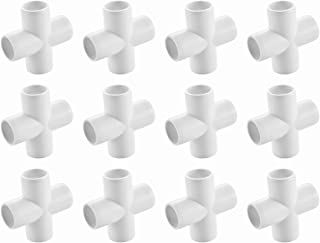 Photo 1 of 12-Pack 3/4" Cross PVC Fittings, Furniture Grade PVC Elbow Fittings, 4-Way Fittings, PVC Connectors for Shop and Greenhouse Pipe Fittings
