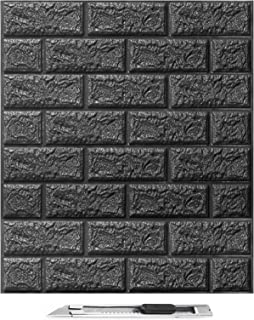 Photo 1 of Art3d 30 Pieces Black 3D Brick Wallpaper, Faux Foam Brick Wall Panels Peel and Stick Waterproof for Bedroom Living Room and Laundry Room Decor (43.5 Sqft)
