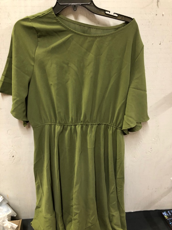 Photo 2 of Alaster Women’s Chiffon Short Sleeve Casual Midi Dress Irregular Hem Summer Dress - Sz L