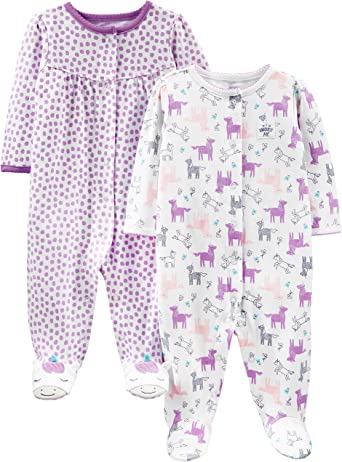 Photo 1 of Baby Girls' Cotton Snap Footed Sleep and Play, Pack of 2