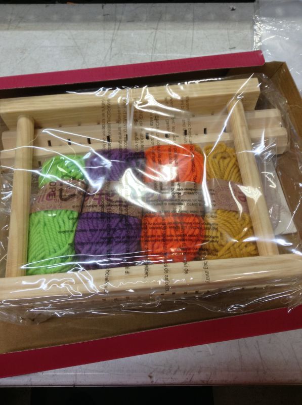 Photo 3 of Craftabelle – Wooden Loom Creation Kit – Beginner Knitting Loom Kit – 19pc Weaving Set with Yarn and Frame – DIY Craft Kits for Kids Aged 8 Years +