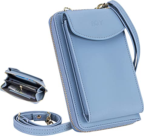 Photo 1 of  Small Crossbody Cell Phone Bag for Women, PU Leather RFID Blocking Purse with Credit Card Slots, Shoulder Handbag Wallet, Women's Wallet, Blue