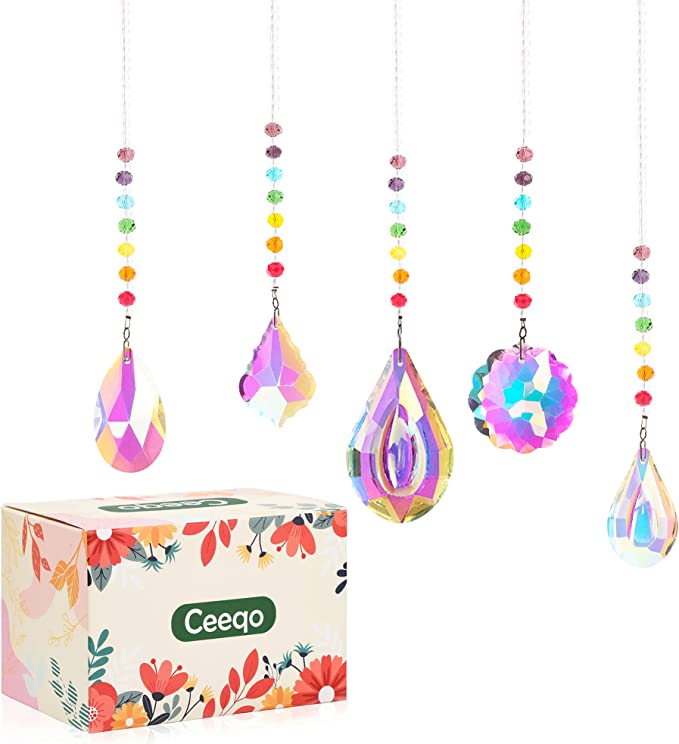 Photo 1 of 5Pcs Hanging Crystals for Decoration- Suncatcher Crystal Hanging crystals for windows, Chandelier Pendant, Window Crystals