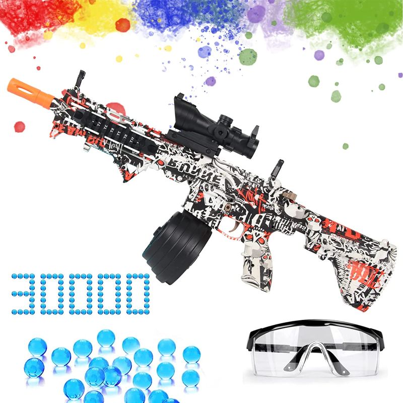 Photo 1 of Electric M416 Gel Water Ball Blaster Toy-Splatter Ball Blaster with 30000+ Water Beads for Outdoor Activities and Shooting Games,Gel Water Blaster Automatic for Ages 12+(White)