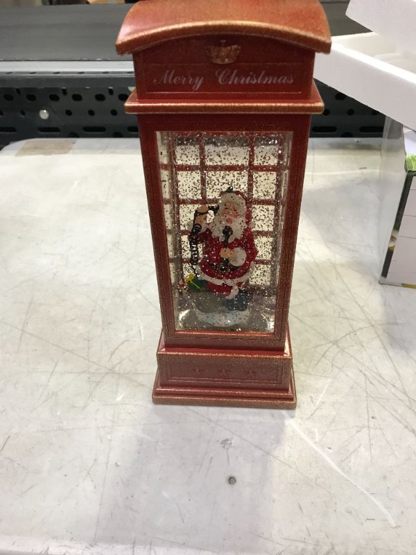 Photo 2 of 9.75" H LED Swirl Phone Booth with Santa Inside