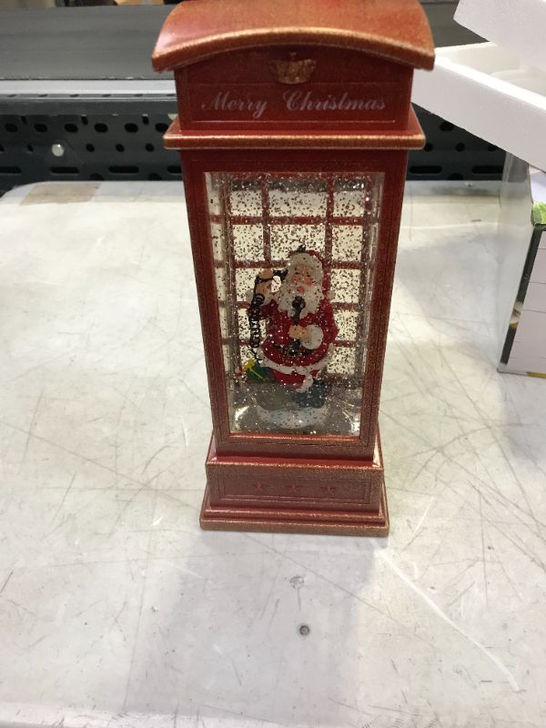 Photo 1 of 9.75" H LED Swirl Phone Booth with Santa Inside