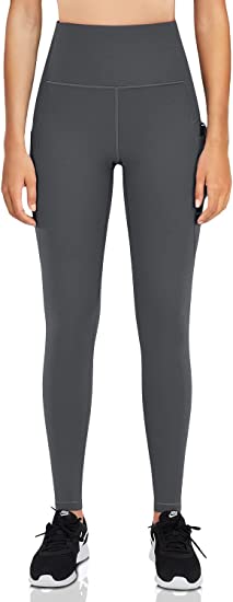 Photo 1 of espidoo High Waist Women Yoga Leggings: Soft Capri Leggings with 3 Pockets - 4 Way Stretch Yoga Pants for Workout, Grey XXL

