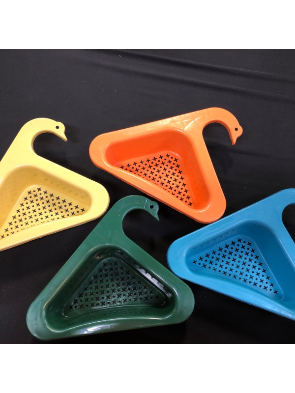 Photo 2 of 4Pcs Swan Drain Basket for Kitchen Sink, Triangle Sink Drain Rack Corner Kitchen Sink Strainer Basket, Multifunctional Kitchen Triangle Sink Filter Fits Almost Sinks