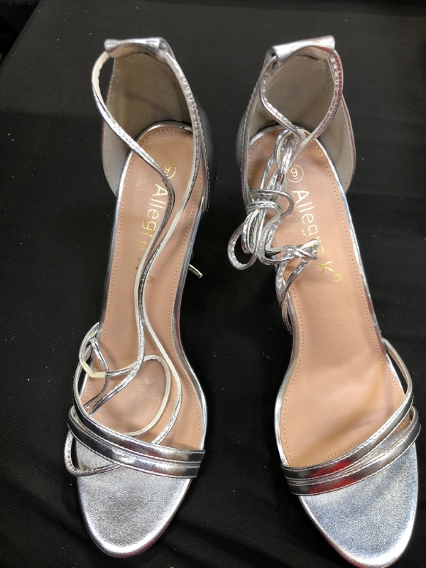Photo 2 of Allegra K Women's Open Toe Lace Up Stiletto Heels Sandals-----SZIE 9