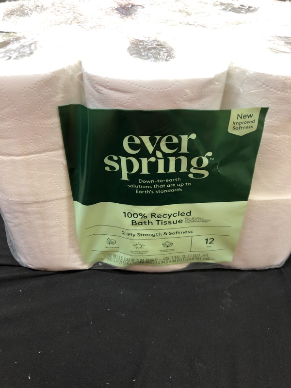 Photo 2 of 100% Recycled Toilet Paper - 12 Rolls - Everspring