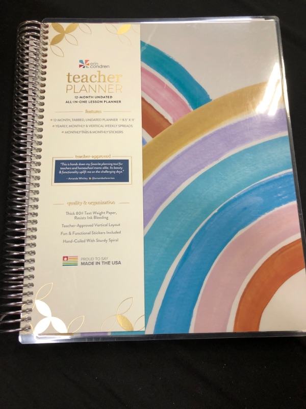 Photo 2 of 12 Month Teacher Lesson Planner Coiled 8.5"x11" Painted Rainbow - erin condren