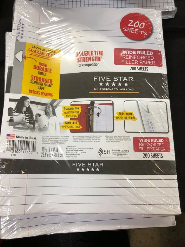 Photo 3 of Five Star 200ct Graph Ruled Filler Paper Reinforced----2 pack