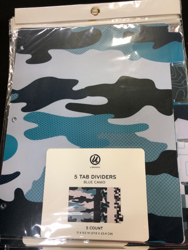 Photo 2 of U Brands 5 Tab Paper Dividers Poly Blue Camo-----4 pack