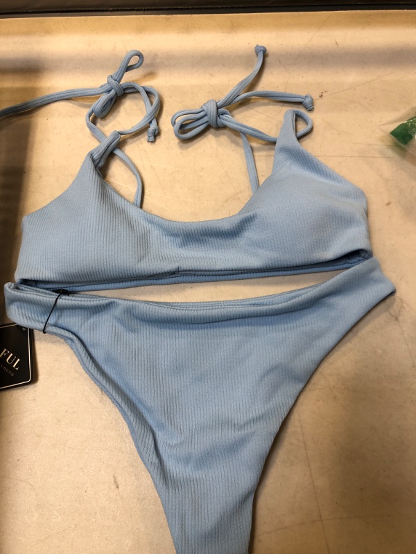 Photo 1 of LIGHT BLUE 2 PIECE SWIMSUIT SIZE S