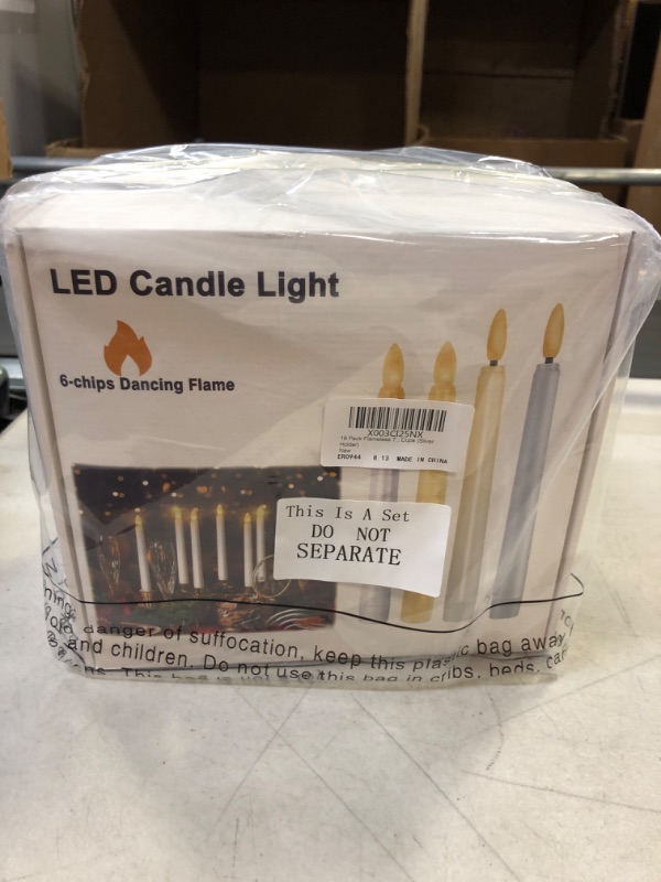 Photo 2 of 18 Pack Flameless Window Candles with Remote and Timer 7.9 Inches Battery Operated LED Taper Candles with Removable Candlesticks and Suction Cups Taper Candlesticks for Christmas (Silver Holder)-----factory Sealed----