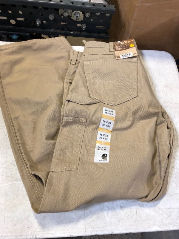 Photo 2 of Carhartt Men's Loose Fit Canvas 5-Pocket Utility Work Pant 36W x 34L Golden Khaki