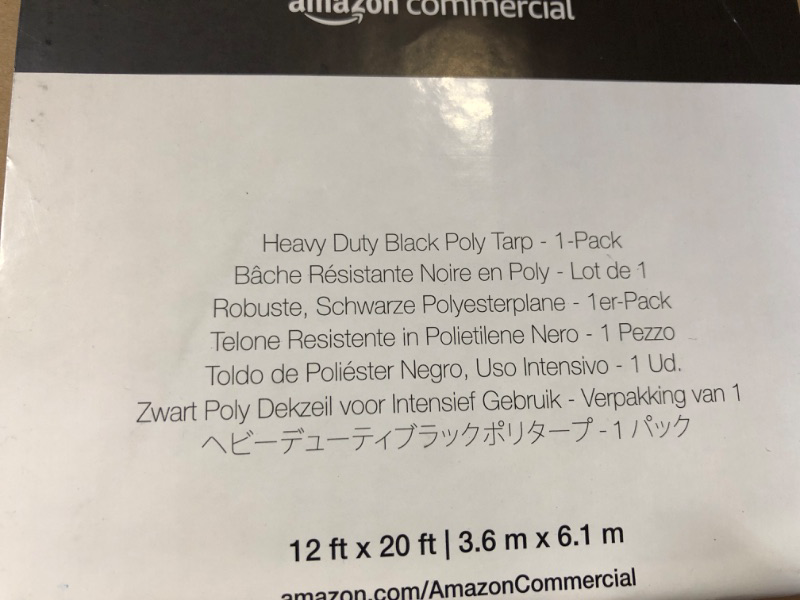Photo 3 of AmazonCommercial Heavy Duty Black Poly Tarp, 12 x 20 ft.------factory sealed 