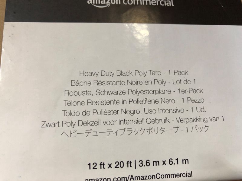 Photo 1 of AmazonCommercial Heavy Duty Black Poly Tarp, 12 x 20 ft.------factory sealed 
