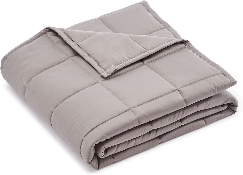 Photo 1 of amazon basics All-Season Weighted Blanket  Dark Grey, 20-Pound, 60 inch x 80 inch (Full/Queen)