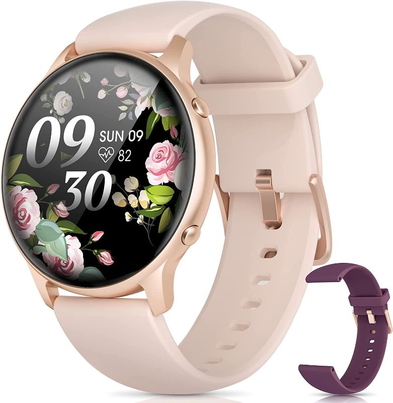 Photo 1 of Smart Watches for Women, 2022 All New HD LCD Smart Watch for Android Phones and iPhone Compatible, 3ATM Waterproof Fitness Tracker with Heart Rate, Blood Oxygen, Sleep Monitor, Pedometer, Watch Pink -- NO CHARGER INCLUDED UNABLE TO TEST --
