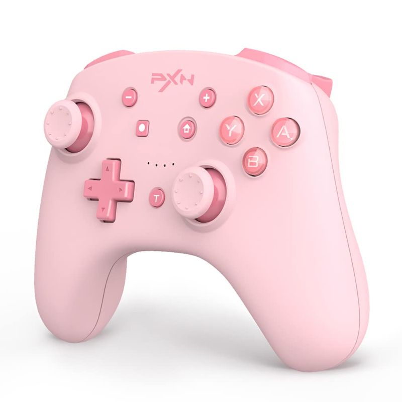 Photo 1 of PXN Wireless Switch Controller for Nintendo Switch/Switch Lite/OLED, Support iOS(16 Version Only) Switch Pro Controller with Turbo, Wake-up, NFC, Motion, Vibration Wireless Switch Controller-Pink
