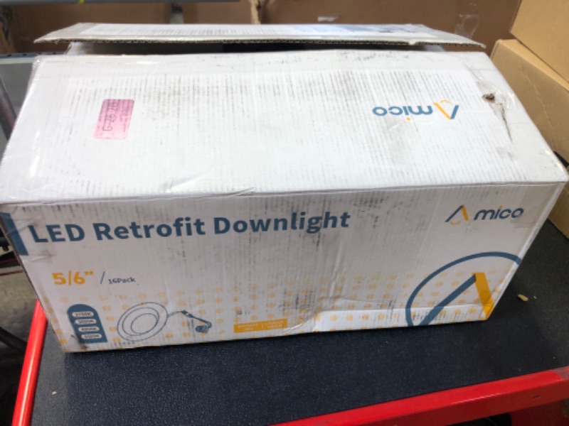 Photo 1 of Amico 5/6 inch 4CCT LED Recessed Lighting 16 Pack, Dimmable, Damp Rated, 15W=120W, 1280LM Can Lights with Baffle Trim, 2700K/3000K/4000K/5000K Selectable, Simple Retrofit Installation - ETL

