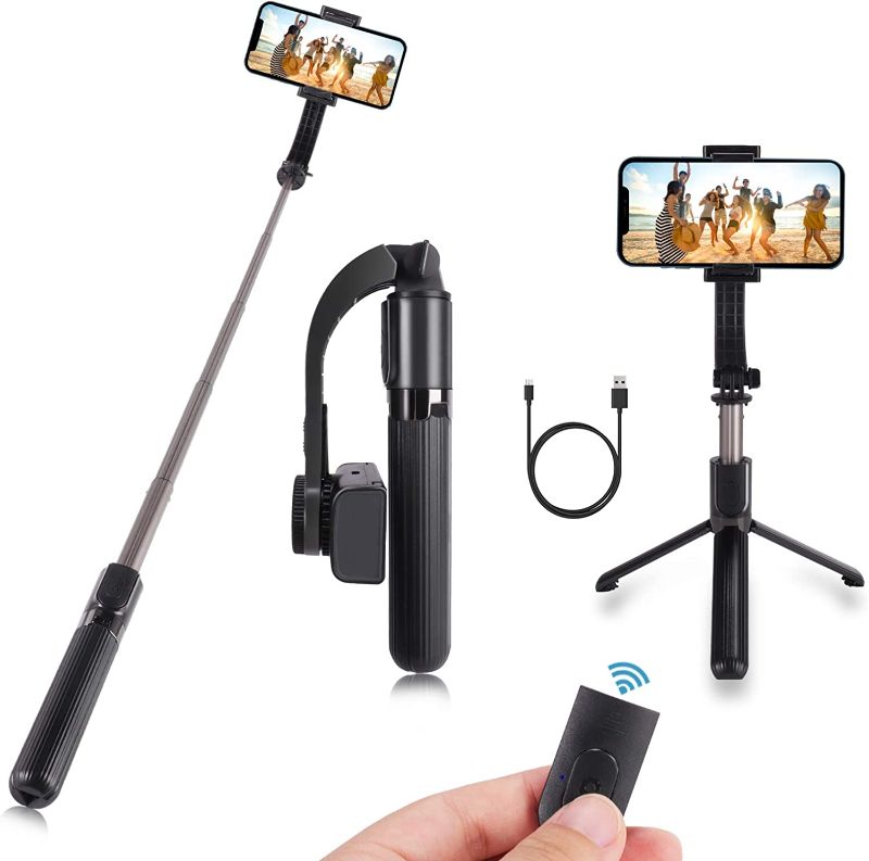 Photo 1 of Gimbal Selfie Stick with Tripod,Anti-Shake Extendable Bluetooth Phone Tripod with Stabilizer Anti-shaking Automatic Balance Mobile Phone Stand,Detachable Remote 360° Rotation for iPhone/Samsung/Huawei
