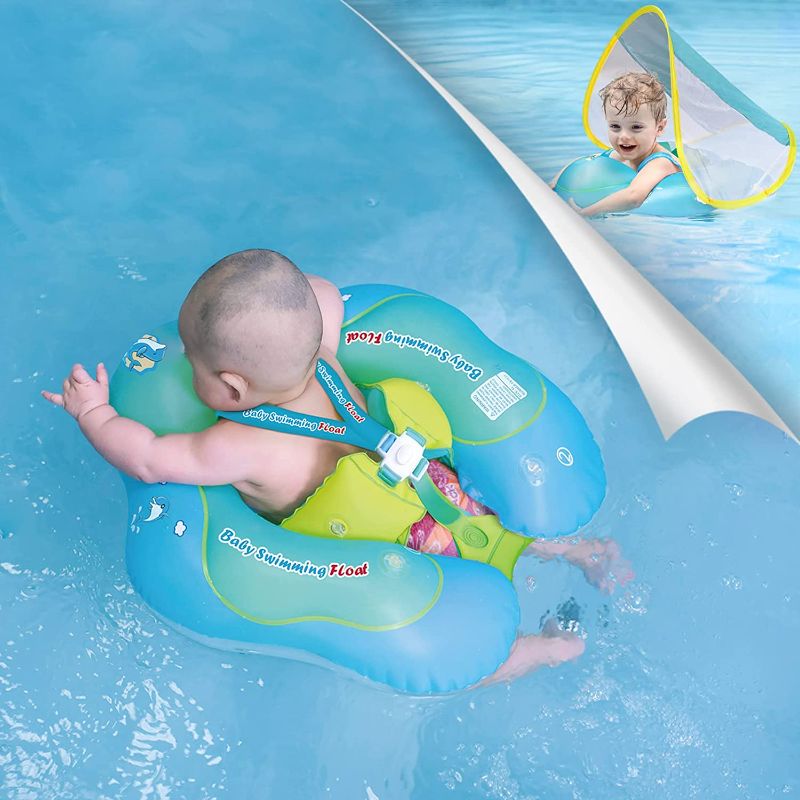 Photo 1 of Free Swimming Baby Inflatable Baby Swim Float Size Improved Infant Pool Floaties Swimming Pool Toys for The Age of 3-72 Months(Blue, XL)
