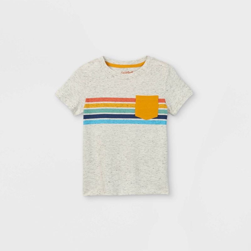 Photo 1 of 2 PACK Toddler Boys' Rainbow Striped Pocket Short Sleeve T-Shirt - Cat & Jack™-12M
