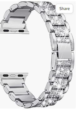Photo 1 of Bling Bands Compatible with Apple Watch Band 40mm iWatch Series 8/7/6/5/4/3/2/1/SE, Dressy Jewelry Metal Bracelet Adjustable Wristband