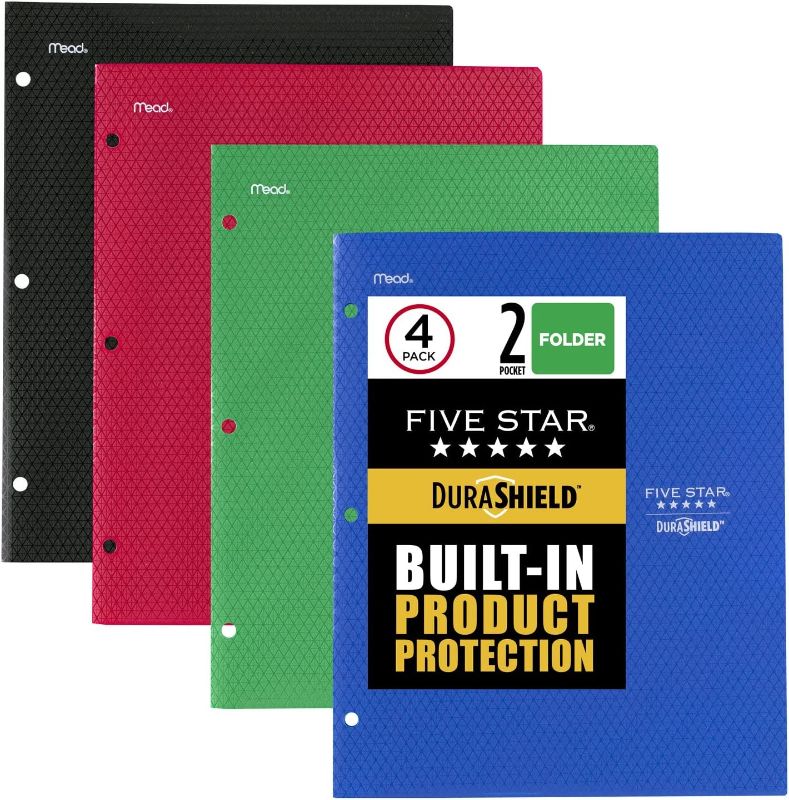 Photo 1 of Five Star 2 - Pocket Folder, Stay-Put Tabs, Plastic, Color Will Vary (33342) (NEWBIES, 12 Pack)

