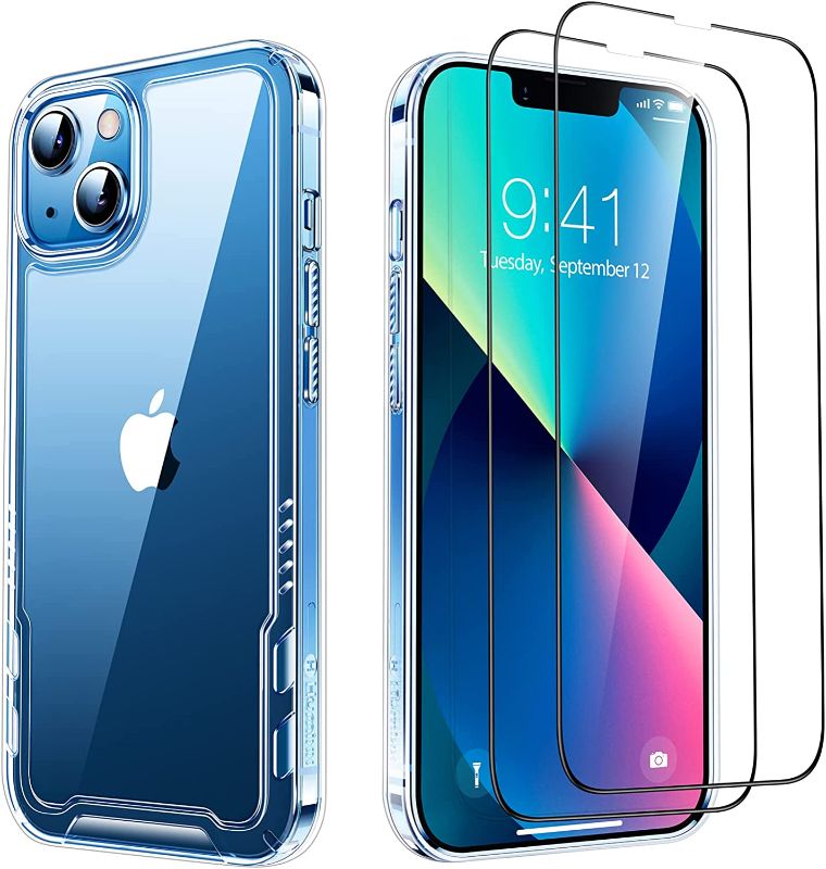 Photo 1 of Humixx Crystal Clear for iPhone 14 Case/iPhone 13 Case with 2 Pack Screen Protector, [Never Yellow] [10 FT Military Grade Shockproof] Slim Fit Yet Protective Bumper with Airbag Case Cover- 6.1” --FACTORY SEALED --
