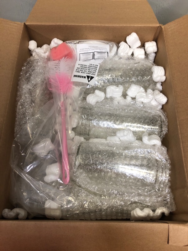 Photo 1 of 16 OZ Glass Bottles With Caps, 10 Juice Bottles Smoothie Cup Containers and Plastic White Lids
