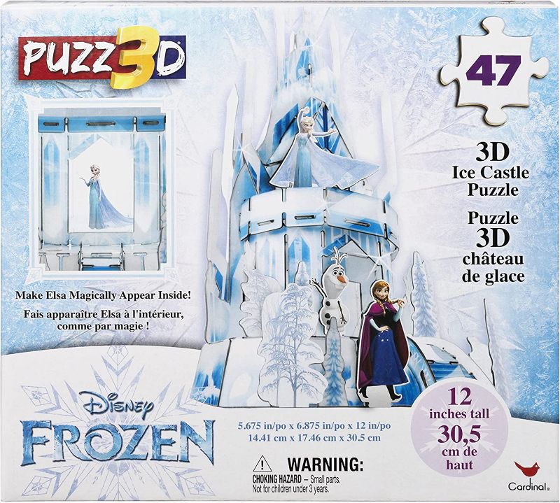 Photo 1 of Disney Frozen 2, Hologram Puzzle 3D Olaf Anna Elsa Castle 47-Piece Plastic Jigsaw Puzzle
