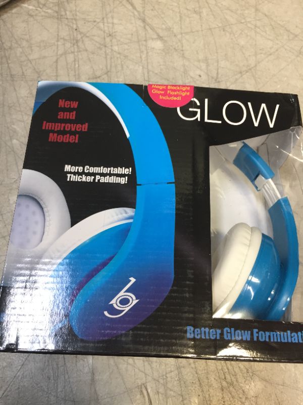 Photo 2 of Glow Headphones with Blacklight LED Flashlight from Bryte Gear - Blue - Make it Glow in the dark