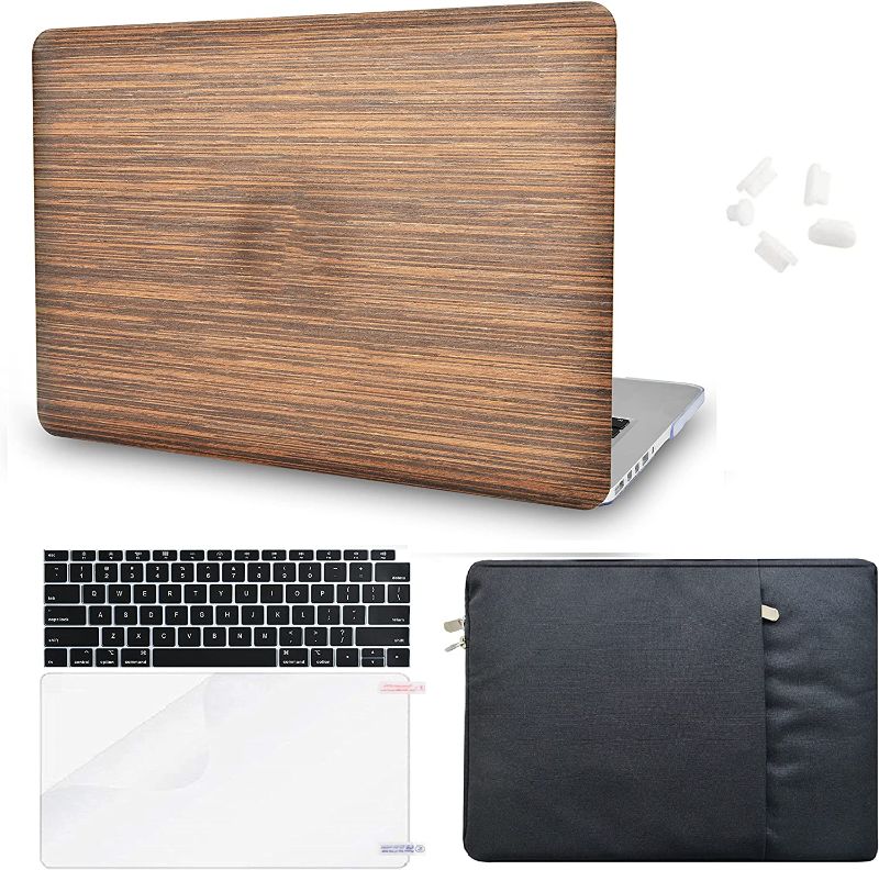 Photo 1 of KECC Compatible with MacBook Air 13'' Case 2022 2021 2020 A2337 M1 A2179 Retina Display + Touch ID ltalian Leather Hard Shell + Keyboard Cover + Sleeve + Screen Protector + Dust Plug (Wood Leather 2) --FACTORY SEALED --
